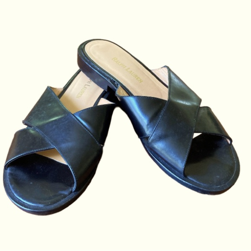 Ralph Lauren Criss Cross Black Strap Sandal Sz: 7B